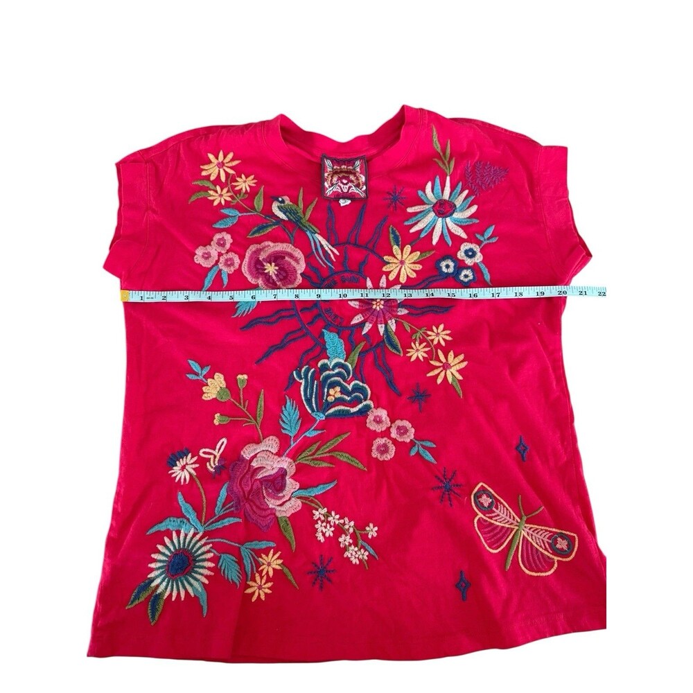Johnny Was Arla Embroidered Cotton Top Live By The Sun T Shirt Boho Floral SZ S - Picture 7 of 11